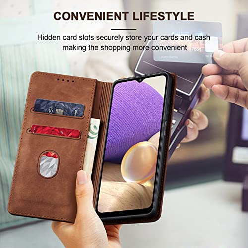 Image of Jasonyu Flip Wallet Case for Samsung Galaxy A32 5G,Brown