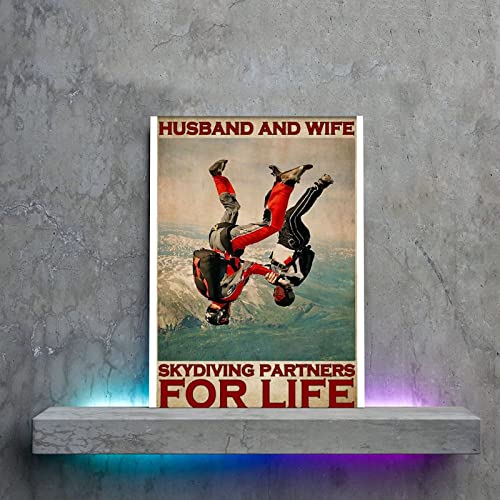 Vintage Poster Husband And Wife Skydiving Partner Valentine's Day Gift Family Couples Room Decoratio Canvas Painting Posters And Prints Wall Art Pictures For Living Room Bedroom Decor 24X32Inch(60X80 #TOP4