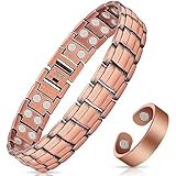 Copper Bracelets for Men & Lymphatic Drainage Ring, Magnetic Copper Bracelet with Double Row Magnets, Mens Bracelet Adjustable Length with Remove Tool