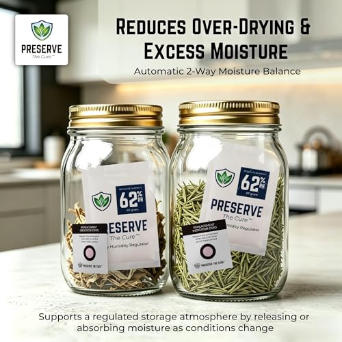 Image of Preserve The Cure 67g Humidity Control Packs for Storage Containers, 62% RH | 4pc, up to 450g / 1lb (16oz), 2-way moisture control, freshness indicator, protects texture, reduces drying, sealed pouch
