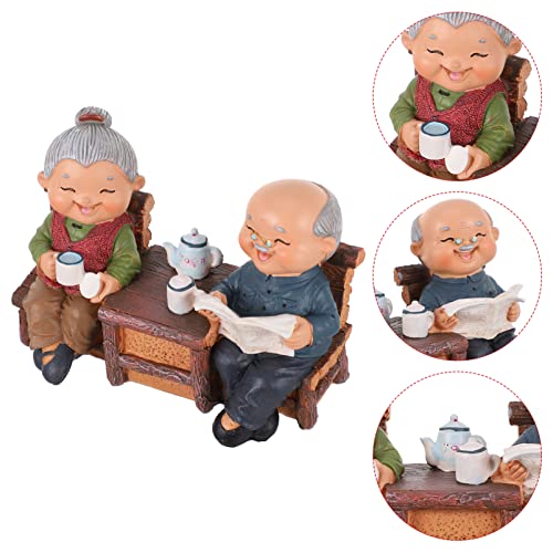 Figura pareja amorosa pareja ancianos decoración resina miniatura 4