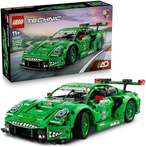 LEGO Technic Porsche 911 GT3 R Rexy AO Racing Rennwagen 42224 | Spielzeug ab 11 Jahren für Jungen, Porsche Modellauto zum Sammeln und Ausstellen, Rennwagen Autofans, Geschenk, 1313