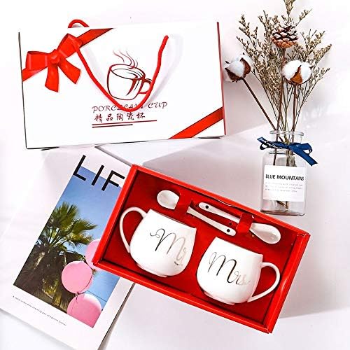 Mr and Mrs Couples Coffee Mugs - 12oz Ceramic Coffee Mug Couples Sets - Funny His and Her Gifts - Double Bowl Ceramic Bowl Couple Cup Mug Milk Water Tea Cup Drink Home Office Cup Valentine Gift