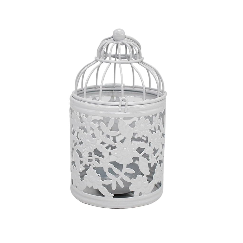 HTTGDGDH White Hollow Out Pattern Home Furnishings European Iron Can Put Candles Candlestick,