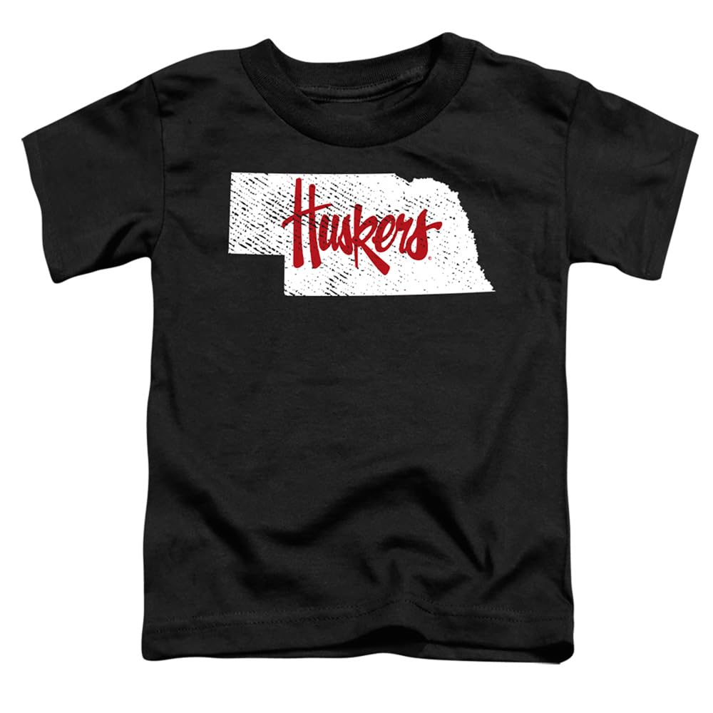 Nebraska Cornhuskers Official State Shape Unisex Toddler T Shirt,Black, 2