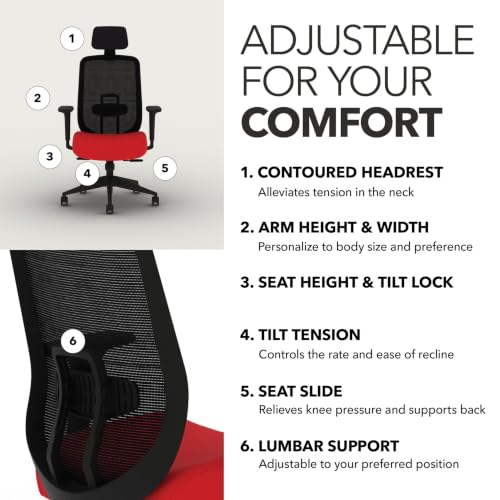 Image of HON Altern Ergonomic Office Chair, Office Desk Computer Chair, Ruby
