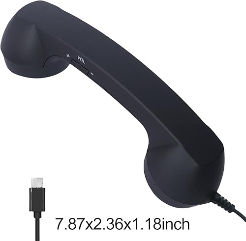 Miniatura 6 de Retro Cell Phone Handset USB C, Classic Telephone Receiver Microphone Speaker with Type C Cable, Wired Headset for iPhone Android Smartphone Tablet