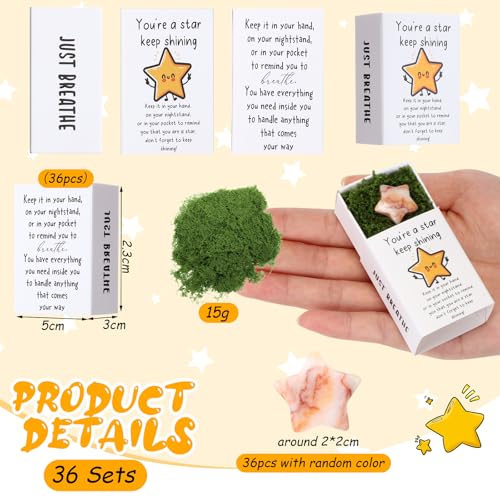 Motipuns 36 Sets Pocket Hug Token Bulk Star Natural Stones Star Emotional Support Inspirational Bulk Gifts Positive Thank You Gifts with Cards for Employees Coworkers Team Staff Office Appreciation by Motipuns - Image 2