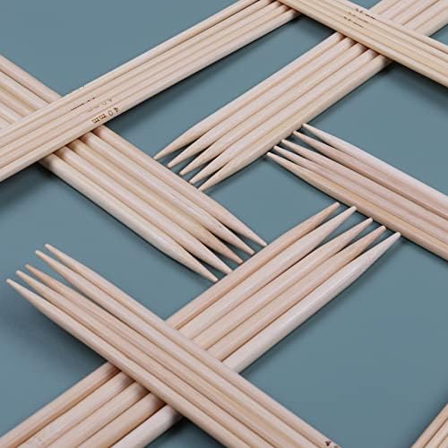 Coopay Short Double Pointed Knitting Needles Kit 20cm, Bamboo Double Ended Needles 2.0mm to 5.0mm, DPNs Knitting Pins Set for Beginner and Small Projects, Sock Needles 35 Pack and Needle Gauge