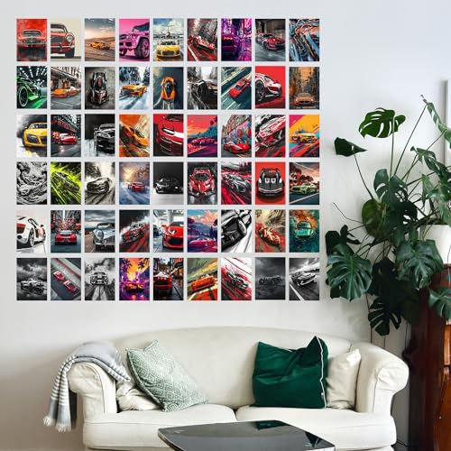Image of Wallgasm Paper Vintage And Modern Cars Poster Set - Set Of 54, 4 X 6 Inches | Collage Kit | Posters For Room, Office Decor And Dorm Room Decor | Car Poster | Car Aesthetic