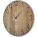 Produktbild Wanduhr Natur Durchmesser holzoptik 100% Eiche, Holz modern, Wohnzimmer, ohne tickgeräusche  (50cm, Schwarz)
