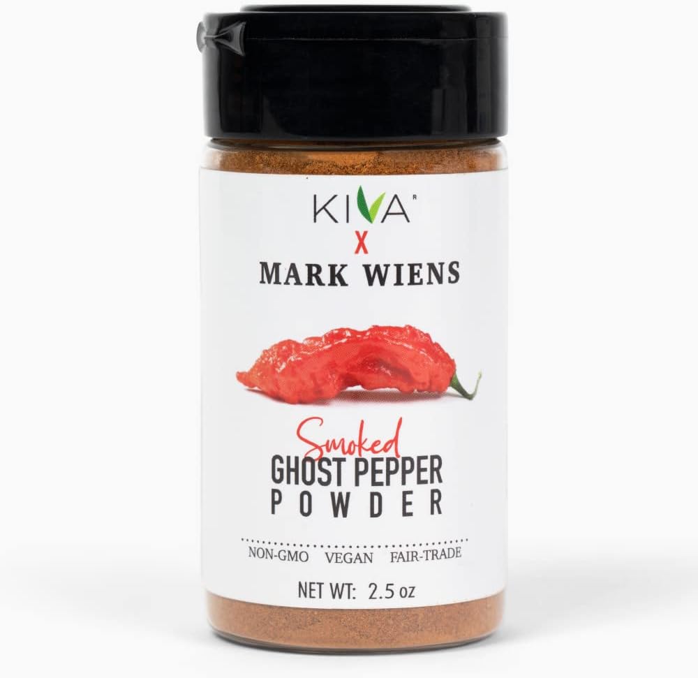 Kiva x MARK WIENS - Smoked Ghost Chili Pepper Powder (Bhut Jolokia) - Non GMO, Vegan, Fair Trade - 2.5 oz