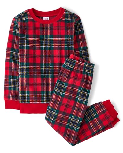 The Children's Place,Unisex Baby,Family Matching, Holiday Pajama Sets, Fleece,Red Tartan- Kids,XX-Large