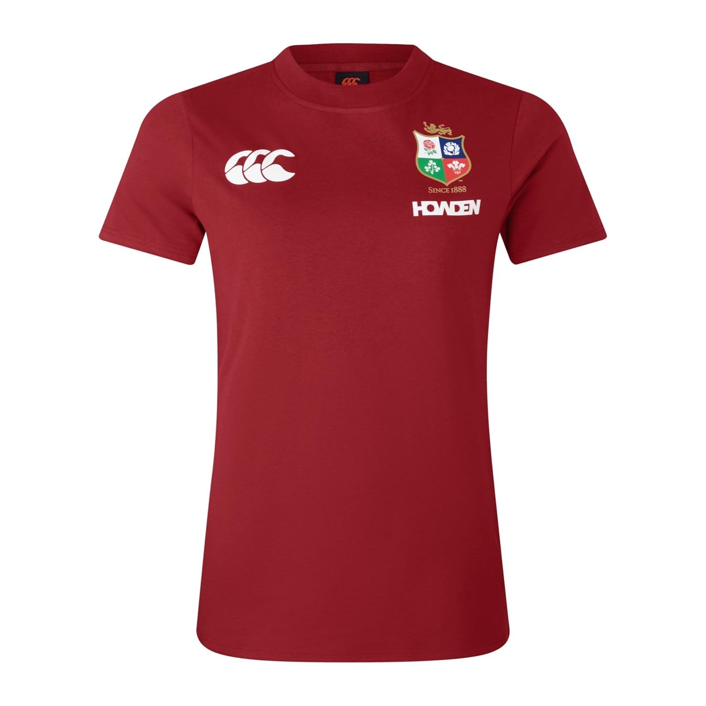 Canterbury Women's Official British & Irish Lions Cotton Rugby Jersey Tee | Organic Cotton T-Shirt, Red Dahlia, 14