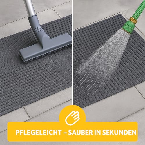 Entrando Fußmatte mit Struktur und Wellendesign - 45x75 cm - rutschfest, robust vor Abnutzung, pflegeleicht - ideal für Haustür oder Flur (Anthrazit)