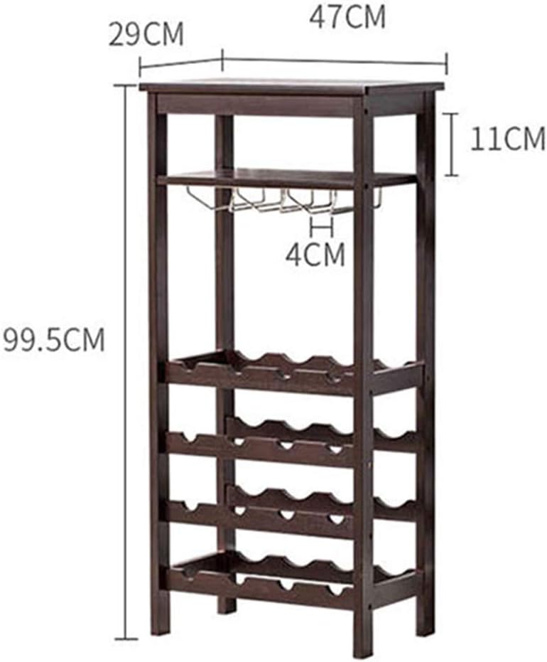 Bamboo Wine Rack 4 Tier Freestanding Wine Storage Rack Display Shelves16 Bottles Capacity Storage Standing Table Stem Glasses Holder for Home Kitchen Natural/Brown