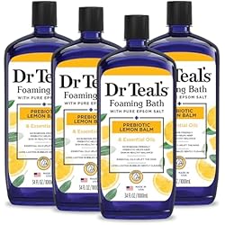 Dr Teal's Foaming Bath with Pure Epsom Salt, Prebiotic Lemon Balm & Essential Oils, 34 fl oz (Pack of 4)