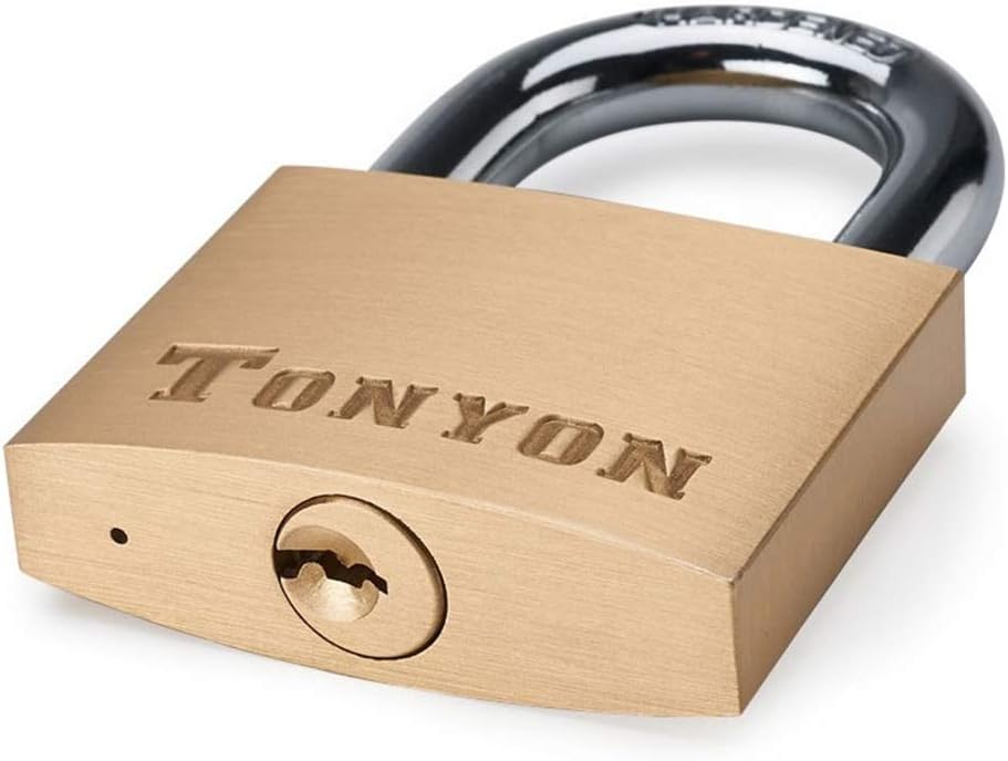 Keyed Padlocks Brass Steel Key Padlock, Width 30mm40mm50mm60mm, for Storage Cabinet Container Suitcase, 2 Keys (Size : 50x68mm)