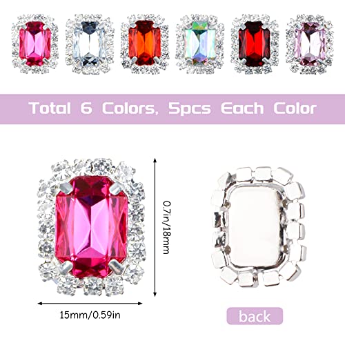 Urroma Mixed Color Rhinestone Button Embellishments, 30 Pcs Square Craft Rhinestones Flat Crystal Rhinestone Buttons For Sewing Diy Clothing Home Decor #TOP1