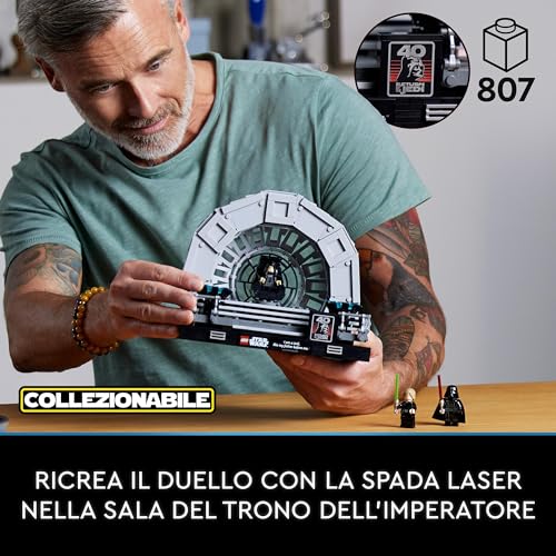 Star Wars Diorama Sala del Trono dell’Imperatore, Duello Spade Laser 40° Anniversario del Ritorno dello Jedi, Idea Regalo Adulti, Uomo o Donna da Collezione con Luke Skywalker e Darth Vader 75352 - Lego - Immagine 2
