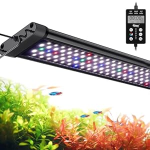 hygger Custom LED Aquarium Light,Daylight-Moonlight & 24/7 Mode, Adjustable Brightness 8 Colors Full Spectrum Fish Tank Light for 48-55 Inches Freshwater Planted Tank Auto On Off Ramp Up Down