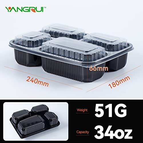 Yangrui To Go Containers, 40 Pack (40 Trays + 40 Lids) 34Oz Bpa Free Reusable Bento Box Shrink Wrap Machine Washable Meal Prep Container #TOP2
