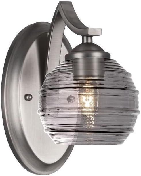 Toltec Lighting 551-GP-5112 Zilo - 1 Light Wall Sconce-9.75 Inches Tall and 5.25 Inches Wide, Finish Color: Graphite, Glass Color: Smoke Ribbed