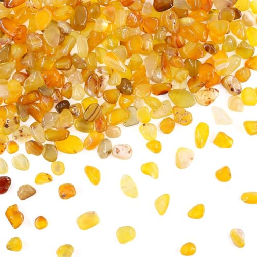 Image of WAYBER Natural Tumbled Agate Quartz Decorative Crystal Stones, 1 Lb Yellow | Lustrous Polished Finish, Rich Long-Lasting Hues, Toxin-Free Material, Perfect for DIY Crafts & Home Decor