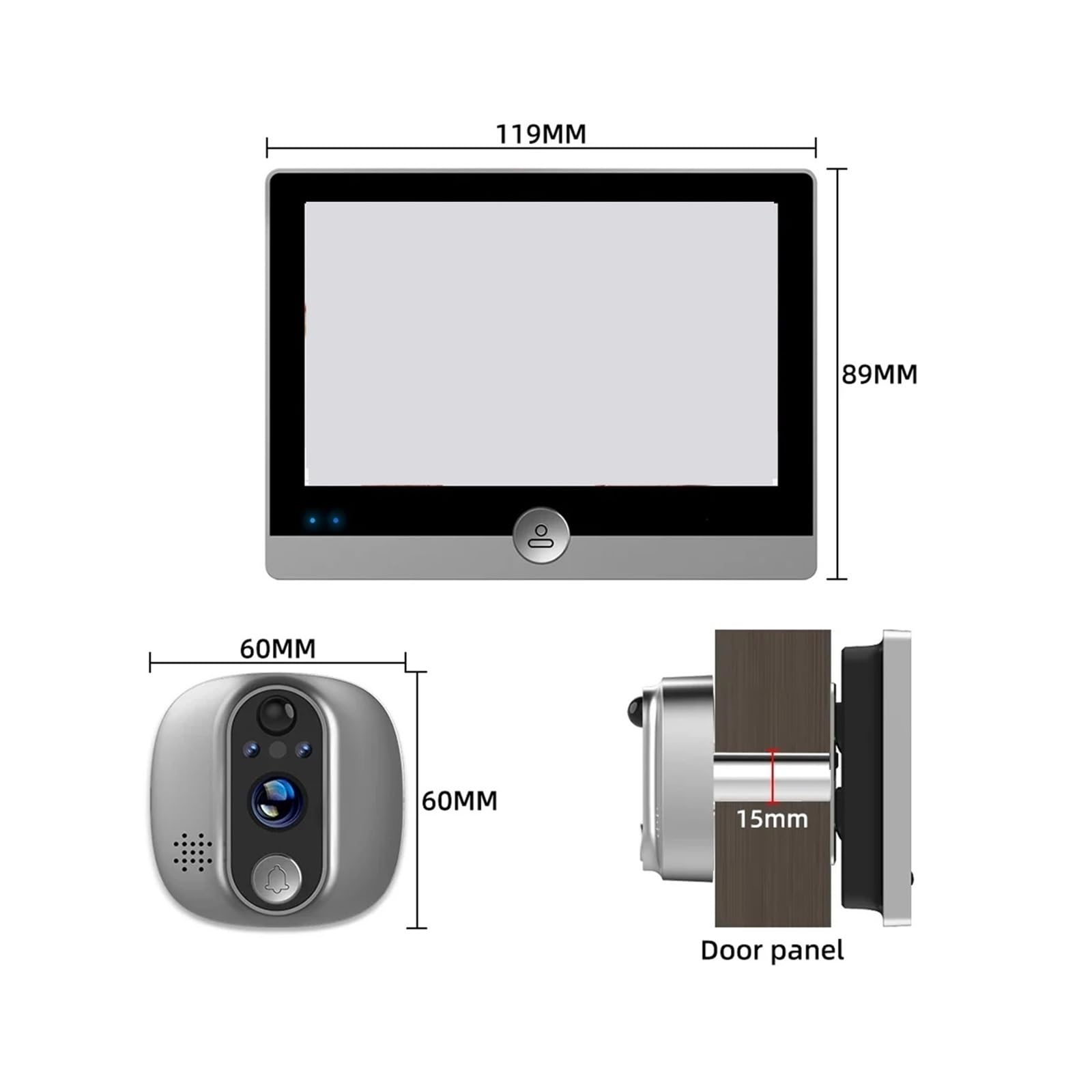 Caméra de Porte avec écran LCD 4,3 Pouces, Vision Nocturne, Enregistrement PIR Intelligent, Grand Angle 137° Grand Angle