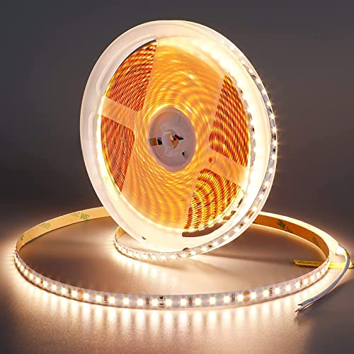 Image of 24V 65.6ft /20m LED Strip Light Warm White 3000K 2400LEDs High Brightness 12000LM SMD2835 Flexible No-Waterproof IP20 LED Tape for Kitchen Backyard Hallways Stairs Decoration(No Power Supply)