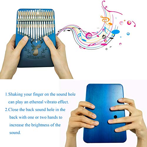 Kalimba 17 toetsen, duimpiano duim piano vinger solide kalimba instrument, met leren songboek en tuning hamer en stoffen… - Image 4