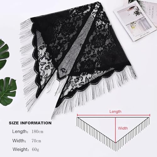 LuckyMoon Womens Triangle Lace Shawls Wraps for Evening Dresses with Tassels Party Prom Scarf Mesh Wedding Shawls4