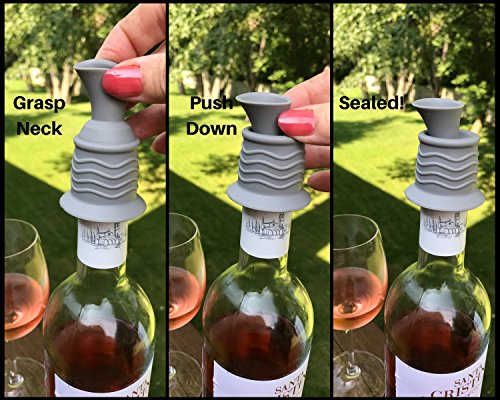 Wine Stopper And Pourer –Gray Silicone Two In One Accessory To Serve And Save Wine More Easily By Simply Charmed #TOP3