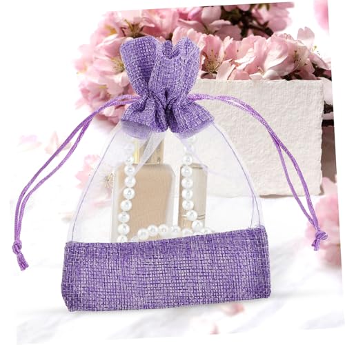 Bolsas de saco de malla con cordón lila 10 pcs miniatura 5