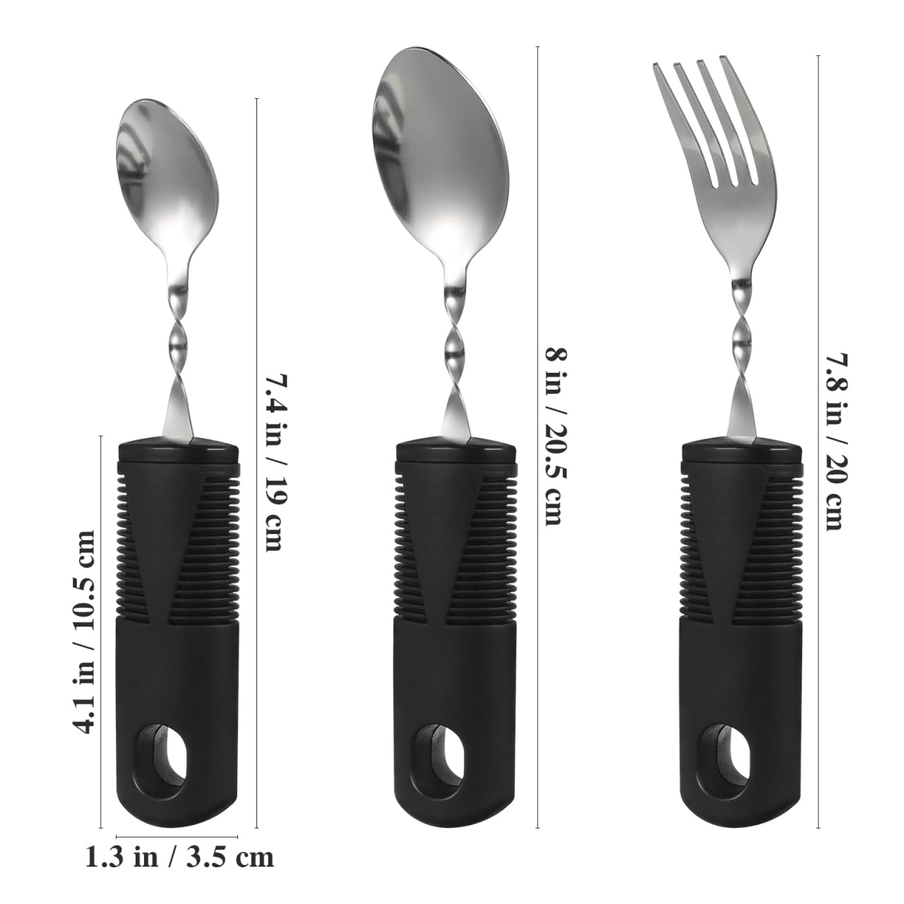 SOLUSTRE Set Di 3 Posate Anziani Utensili Adattivi Pieghevoli Antitremore in Acciaio Inossidabile Con Manico Ergonomico Antiscivolo Per Disabili E Uso Quotidiano
