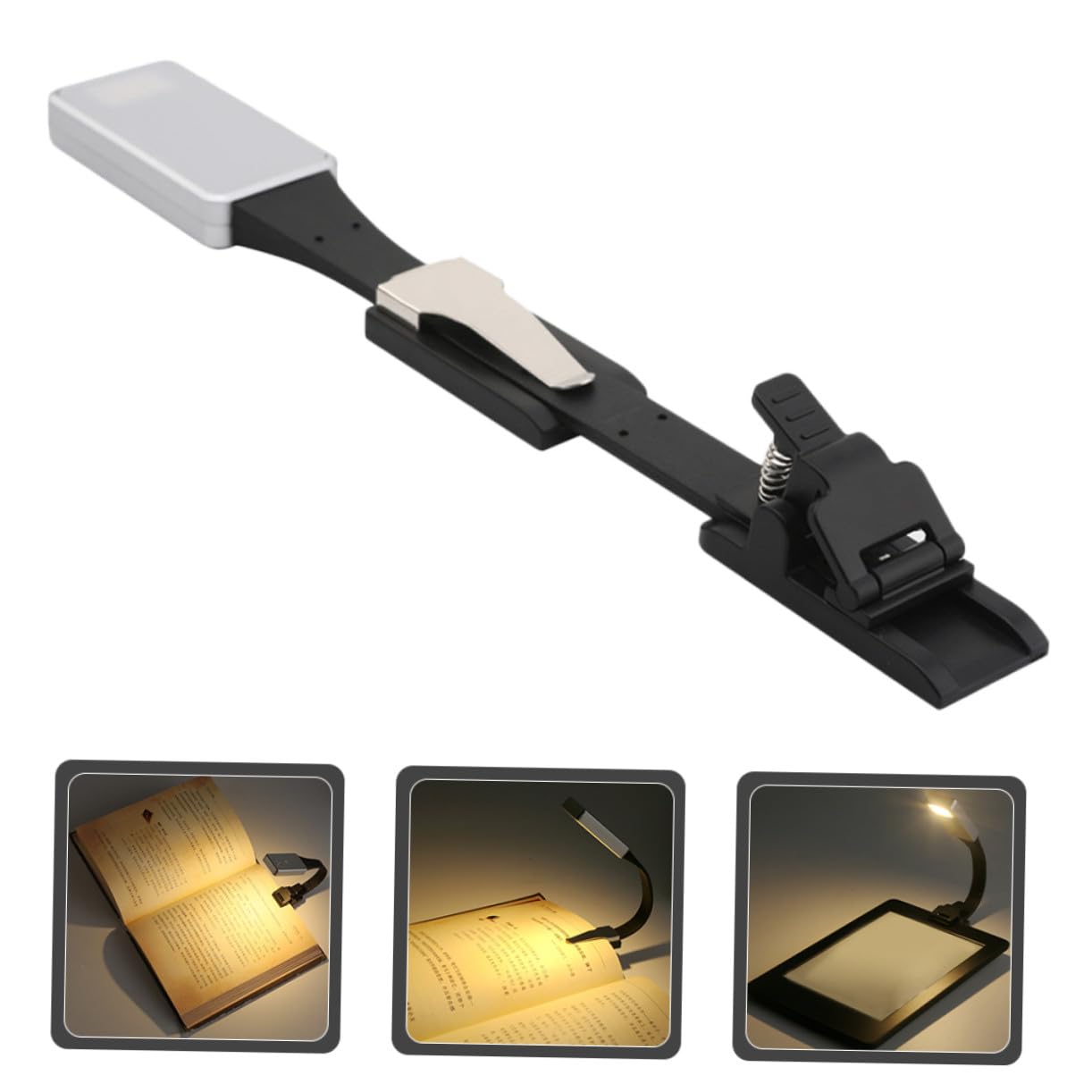 Lampada da Lettura LED Clip Doppia Ricaricabile Usb, Luce Regolabile a 3 Temperature, Leggera in Acrilico per Studio e Lettura Notturna