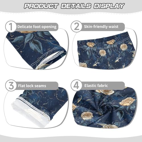 ALAZA Girls' Leggings Children's Yoga Pants Skinny Printed Dance Navy Rose Fish Comfortable 4T2