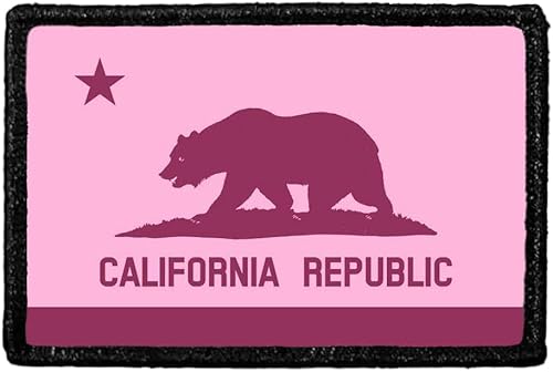 Miniatura 6 de Pull Patch - Bandera del estado de California - B&W - Parche de moral envejecida  Fijación de velcro para sombreros, jeans, chalecos, abrigos, 2 x 3