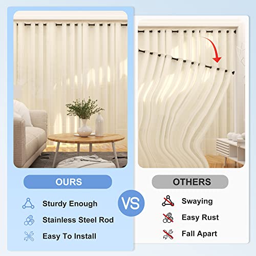 Tension Curtain Rod By Frdecon, 46-167 Inch, Adjustable Spring Shower Tension Curtain Rod For Windows Or Shower, Closet Rod, Easy To Install, No Drilling, No Rust, For Bathroom, Black #TOP1
