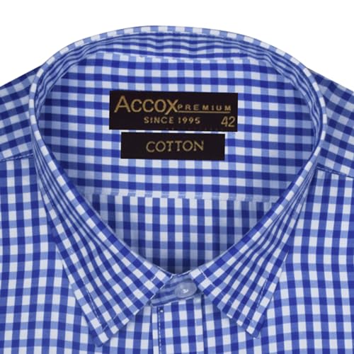 Image of ACCOX Men's Breathable Cotton Long Sleeves Regular Fit Checkered Formal Shirt for Men (GCR334)