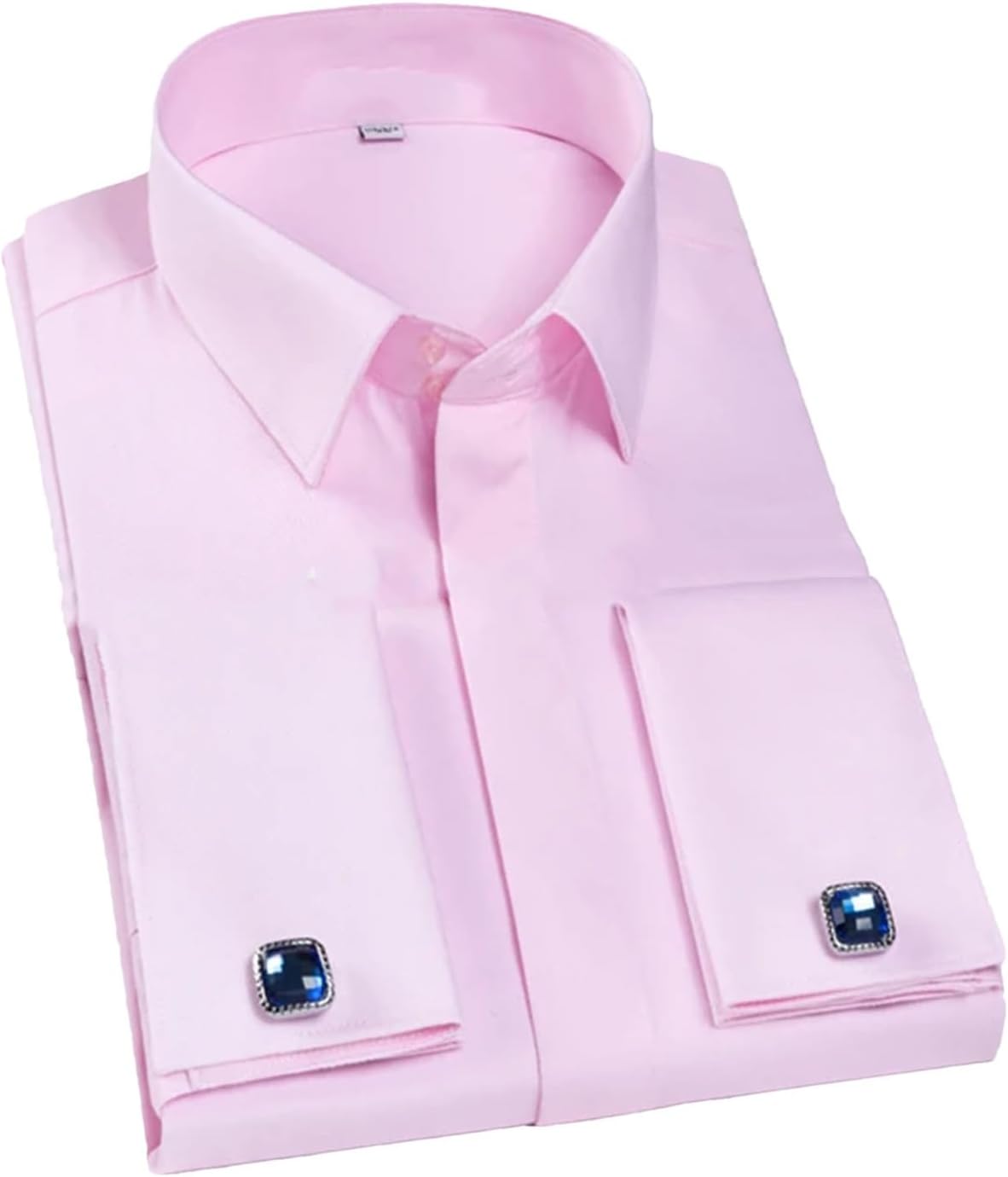 Men's Elegant French Cuff Fly Front Placket Dress Shirt Without Pocket Formal Business Activities Long Sleeve Shirts
