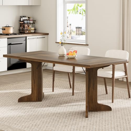 GAOMON 71.1 Inch Dining Table for 6-8 People, Farmhouse Rectangle Kitchen Table, Large Wooden Dinner Table with Thicken Tabletop and Sturdy Legs, Kitchen and Dining Room Furniture, Walnut