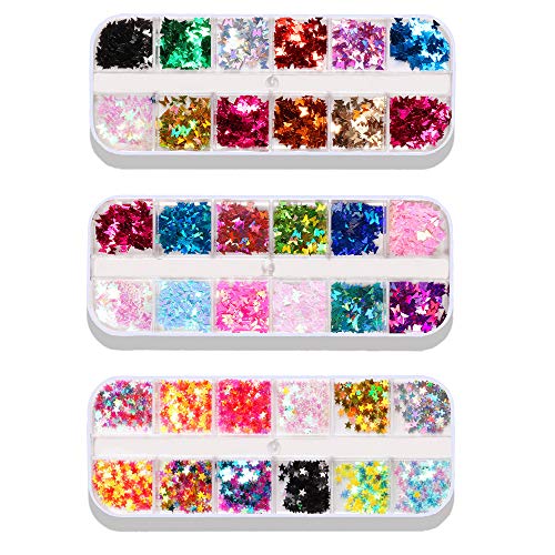 3 Boxen Schmetterling Glitzer Nägel,Schmetterling Nagel Pailletten,Verschiedene Formen Nail Art Flake Nail Glitter, 3D… – Bild 3