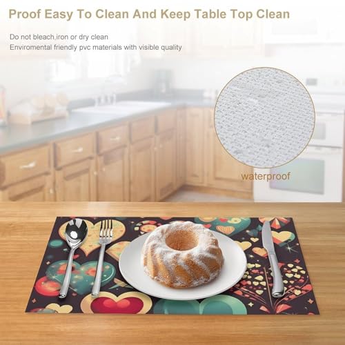 Sets de table Heart Crush Flower de qualité supérieure, lot de 6