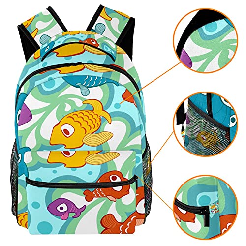 Sac à dos pratique pour garçons et filles avec motif poisson vert
