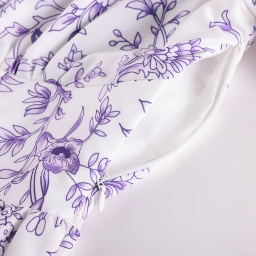 Scarlet Darkness Women's Floral Corset Dress with Split 2026 Summer Spring Square Neck Midi Milkmaid Dresses White Purple Vine Floral M — view 5