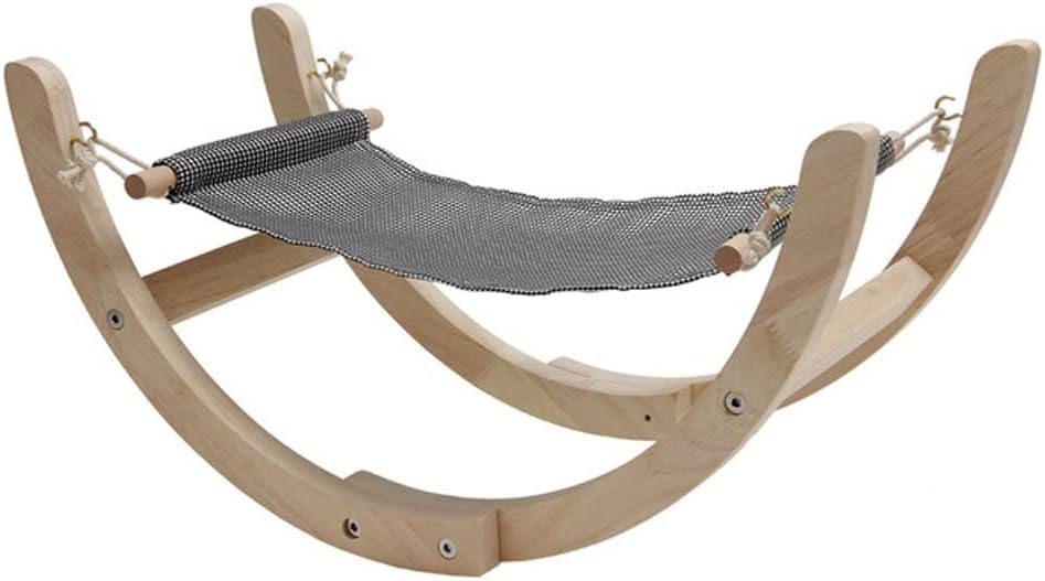 Pet Cat Rocking Chair Bed Solid Wood Litter Hammock Hanging Basket Furniture