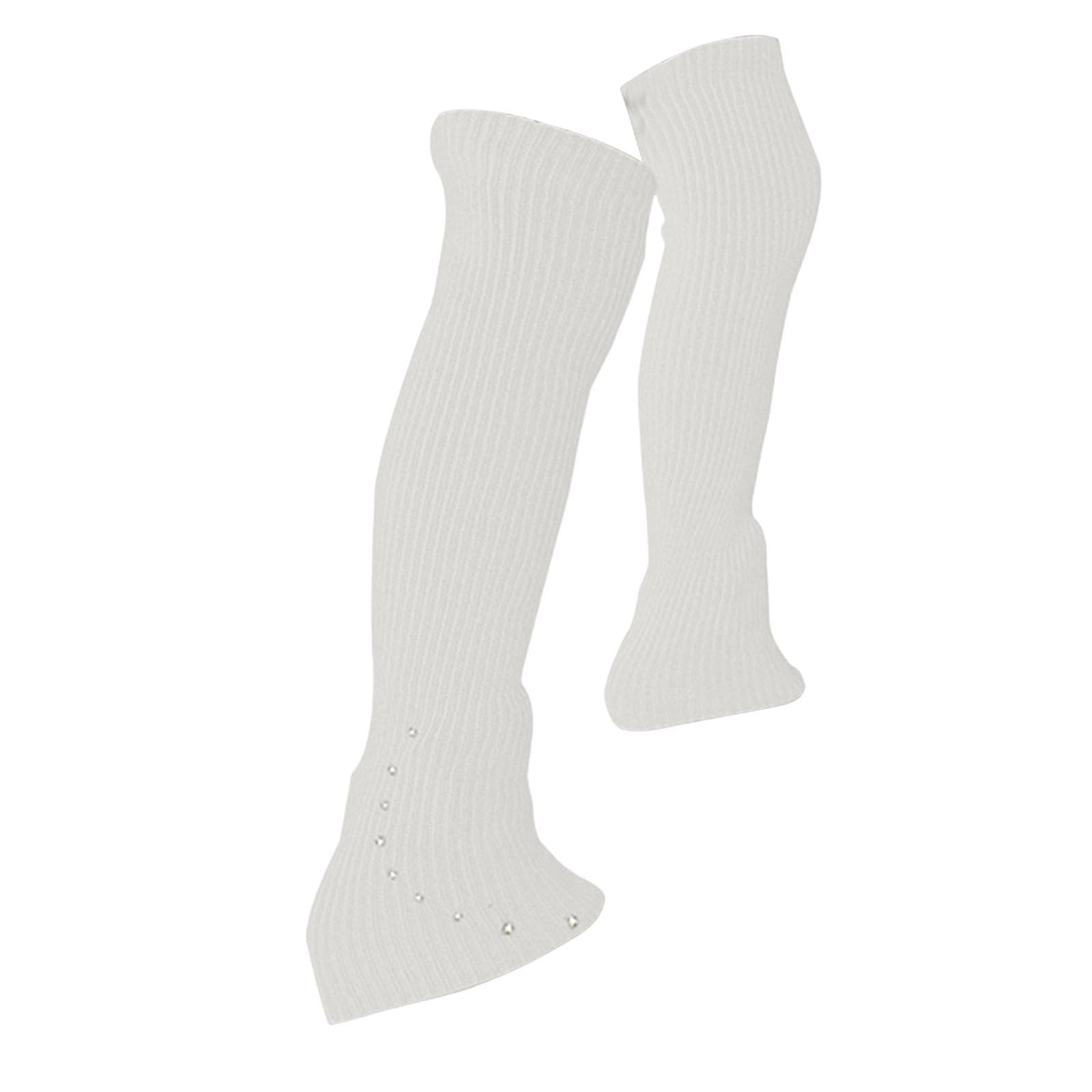 Harilla Calentadores de Piernas para Patinaje Artístico, Calcetines para Patinaje sobre Hielo, Calentadores de Piernas de Punto Cómodos, Calcetines Altos Sin