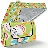 Detex Coperta da Picnic XL Telo Giochi Bimbi da Campeggio 200x200 Impermeabile Isolante 4-6 Persone
