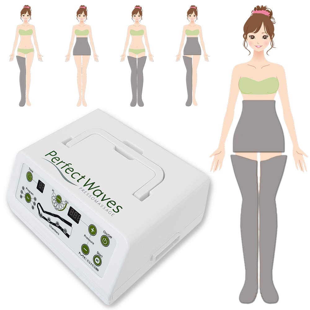 MESIS presoterapia dispositivo de masaje Profesional y para Casa Perfect Waves Pressomassage Advance (con 2 botas y Kit estética) para piernas y abdomen